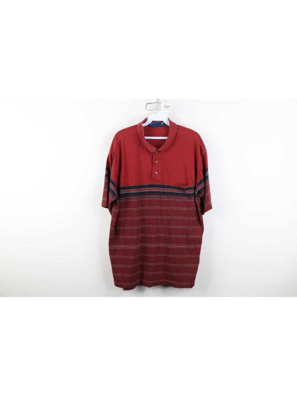 Vintage 90s Streetwear Mens Large Faded Striped Color Block Knit Golf Polo Shirt
